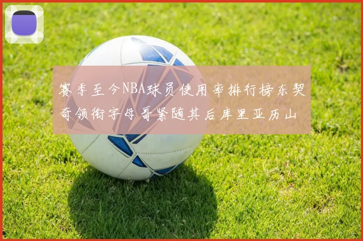 赛季至今NBA球员使用率排行榜东契奇领衔字母哥紧随其后库里亚历山大表现抢眼